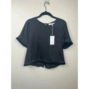 NWT Crosby by Mollie Burch Black Velvet Brandon Crop Top - size XS